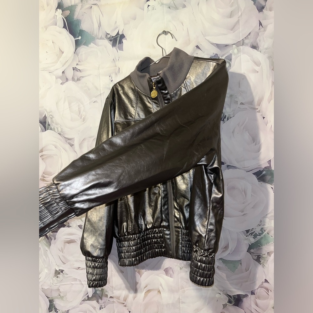 Vintage Rocawear Metallic Gold Jacket Faux Leather Y2K Bomber Women’s Size 1X​ - Picture 4 of 8